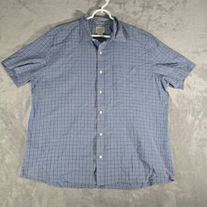 LL Bean Plaid Button Up‎ Short Sleeve Casual Shirt Slightly Fitted MD